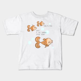 Fish doing yoga comic draw Kids T-Shirt